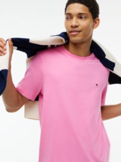 Flag Embroidery Jersey Crew Neck T-Shirt — Pink 3