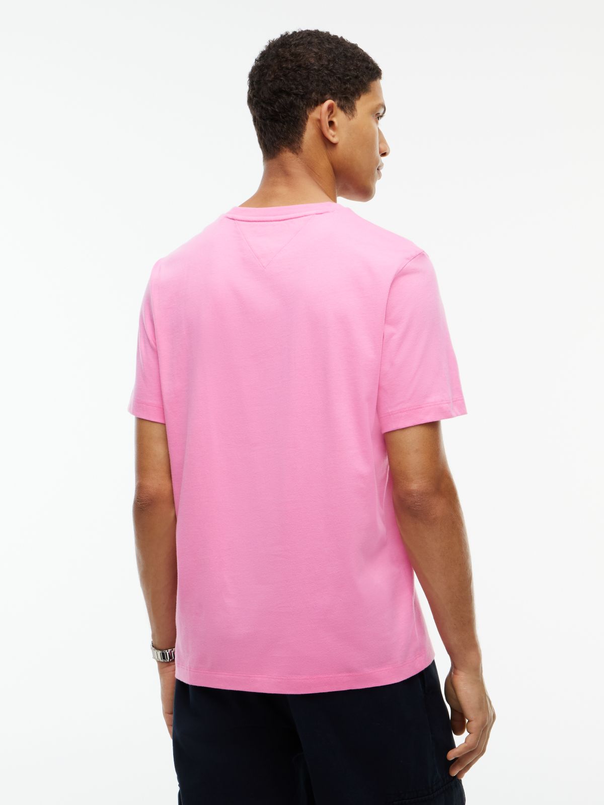 Flag Embroidery Jersey Crew Neck T-Shirt — Pink