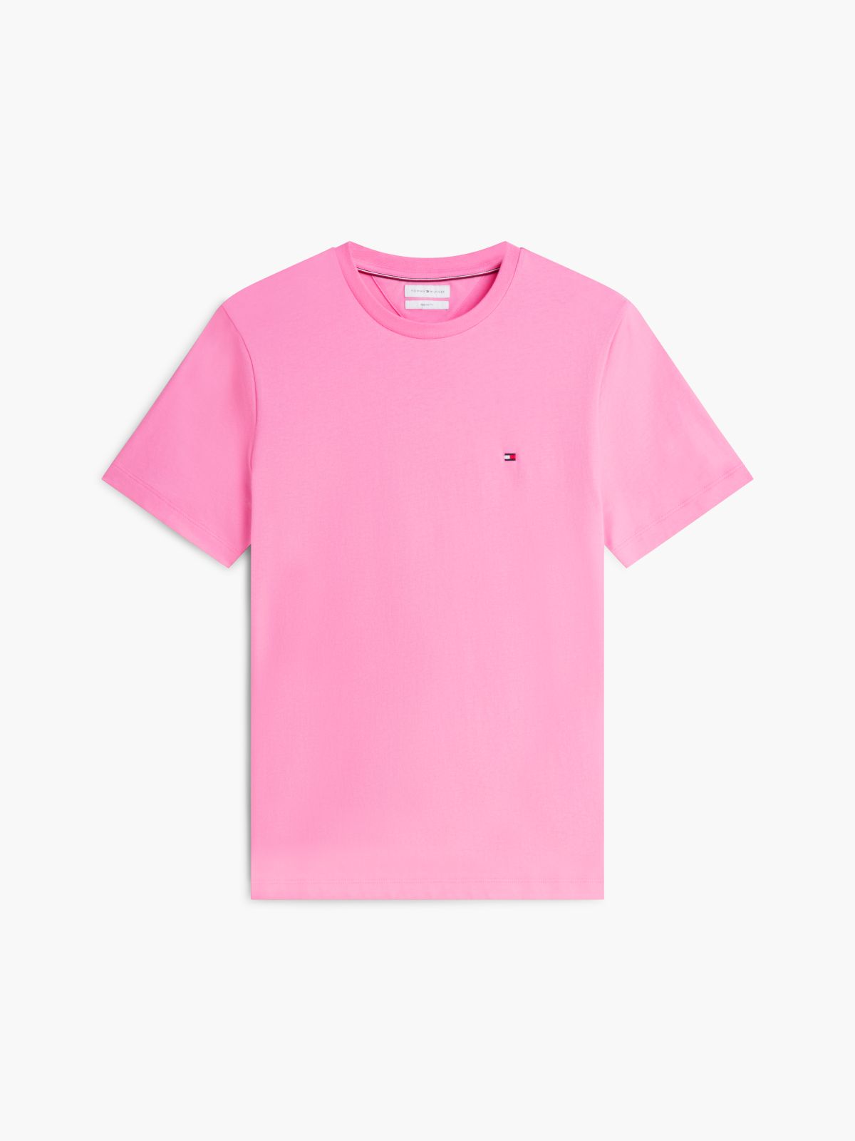 Flag Embroidery Jersey Crew Neck T-Shirt — Pink