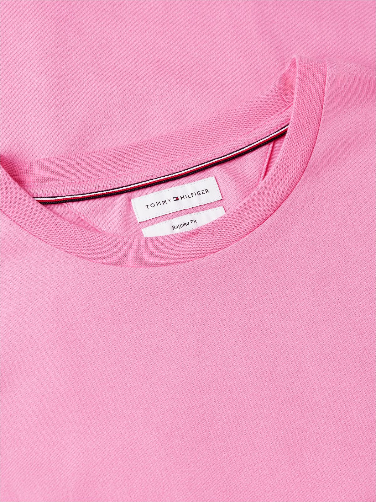Flag Embroidery Jersey Crew Neck T-Shirt — Pink