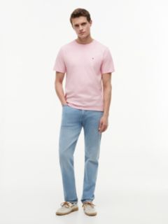 Flag Embroidery Jersey Crew Neck T-Shirt — Pink 2