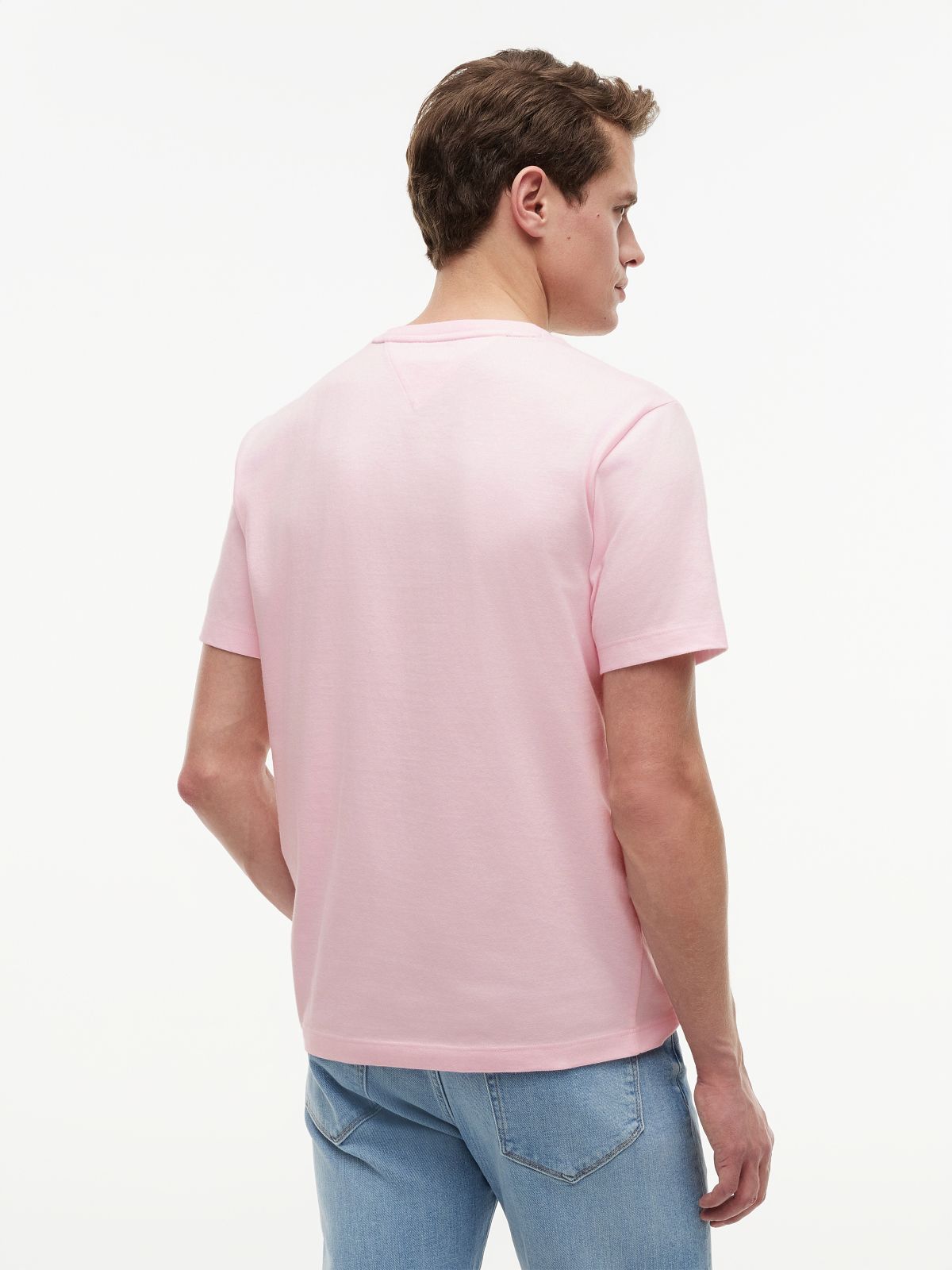 Flag Embroidery Jersey Crew Neck T-Shirt — Pink