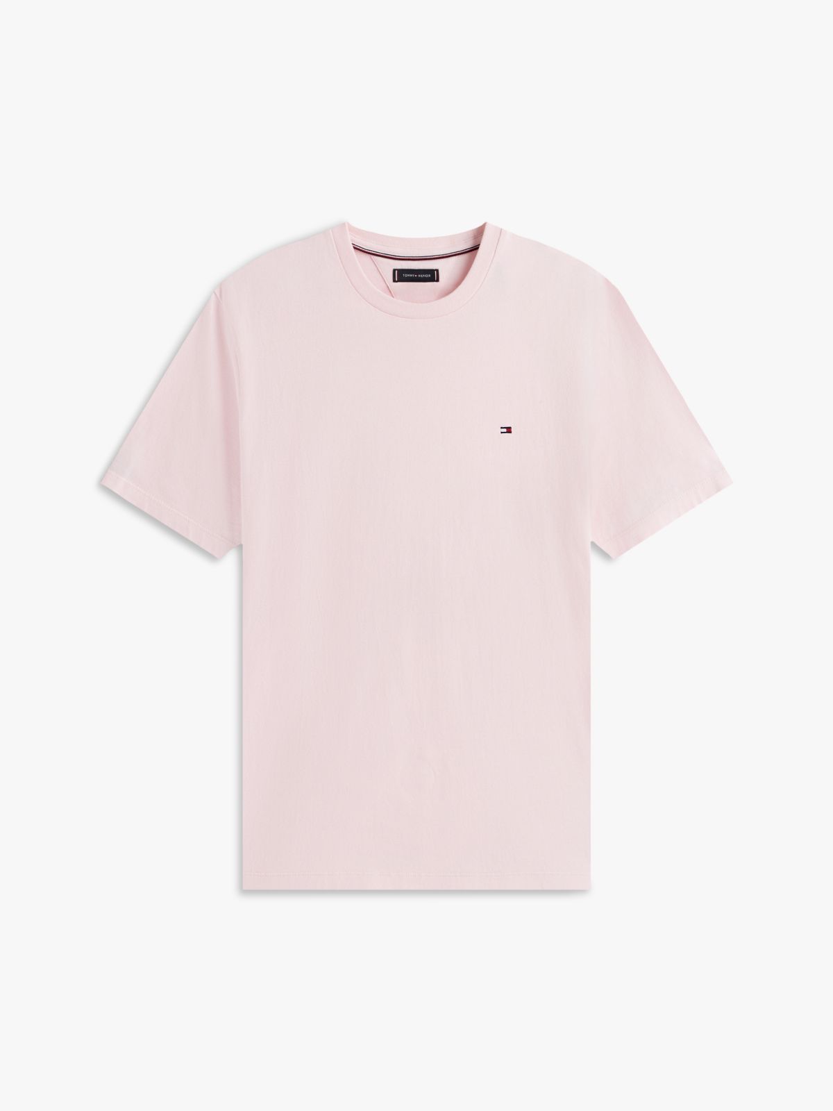 Flag Embroidery Jersey Crew Neck T-Shirt — Pink