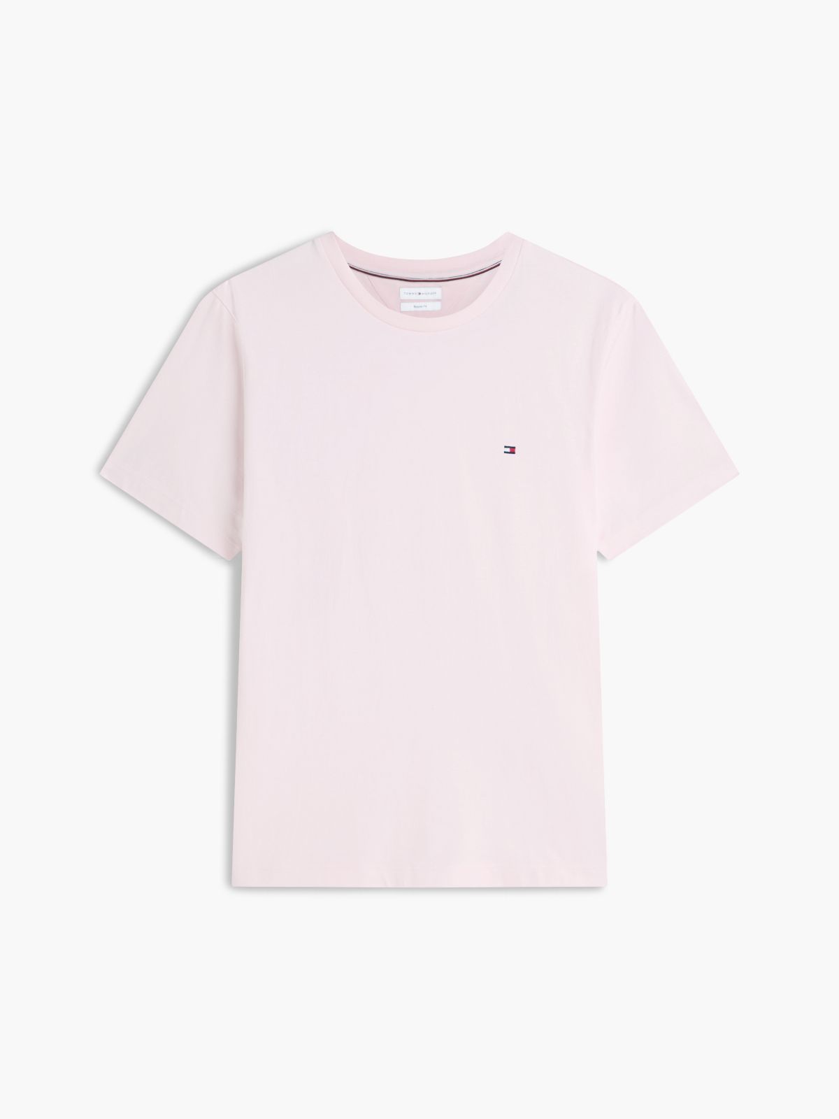 Flag Embroidery Jersey Crew Neck T-Shirt — Pink