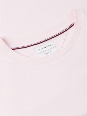 pink flag embroidery crew neck t-shirt for men tommy hilfiger