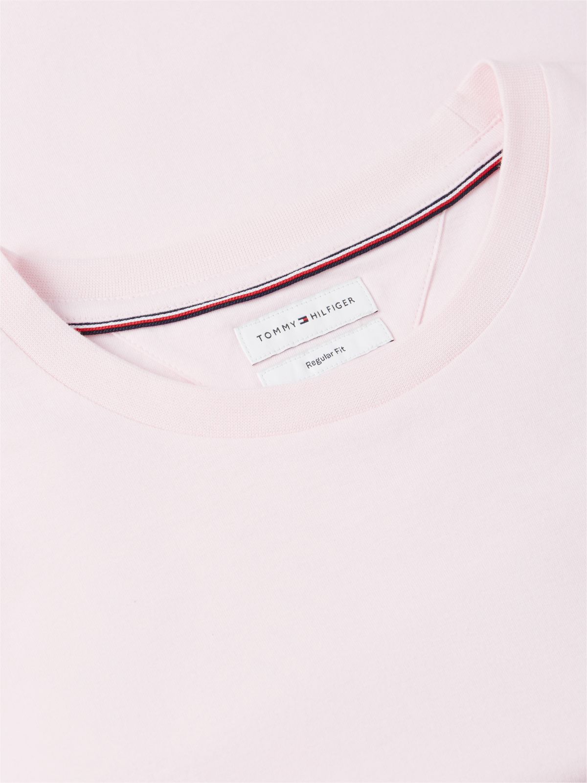 Flag Embroidery Jersey Crew Neck T-Shirt — Pink