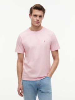 Flag Embroidery Jersey Crew Neck T-Shirt — Pink 1