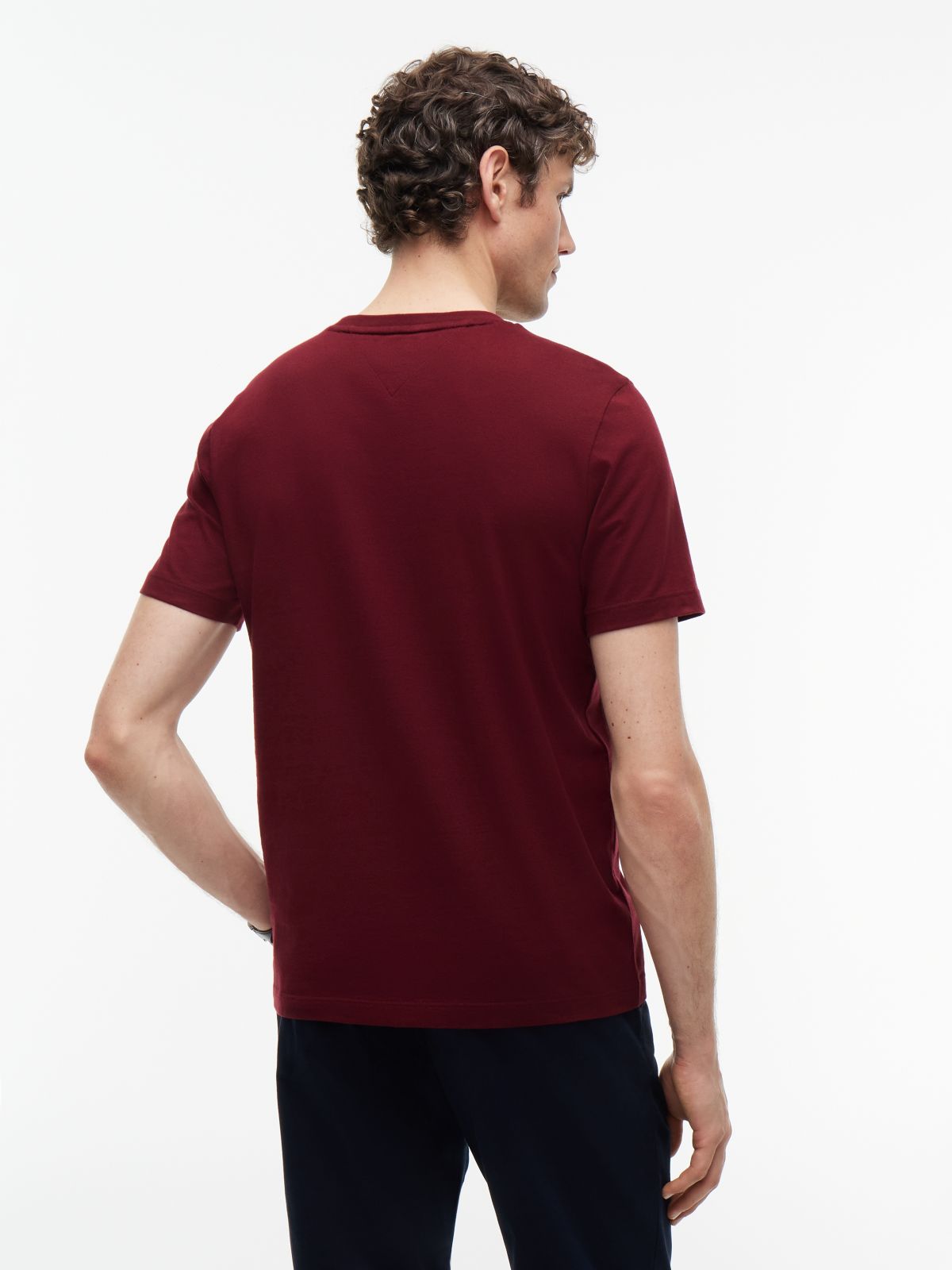 Flag Embroidery Jersey Crew Neck T-Shirt — Purple