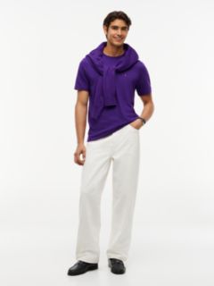 Flag Embroidery Jersey Crew Neck T-Shirt — Purple 2