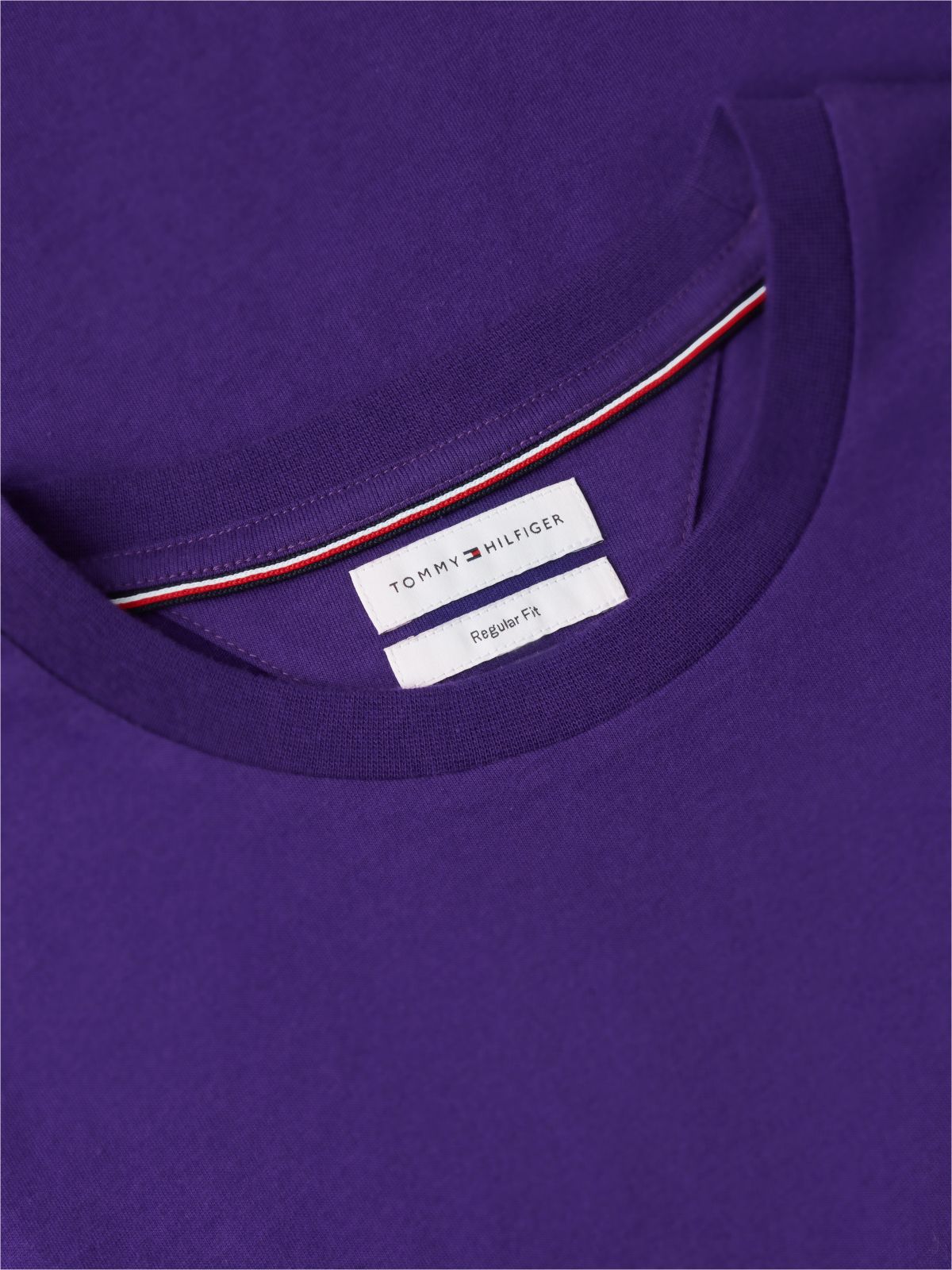 Flag Embroidery Jersey Crew Neck T-Shirt — Purple
