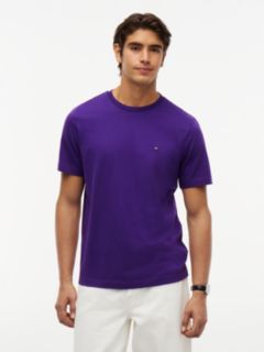 Flag Embroidery Jersey Crew Neck T-Shirt — Purple 1