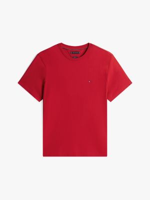 t-shirt à col ras-du-cou rouge pour hommes tommy hilfiger