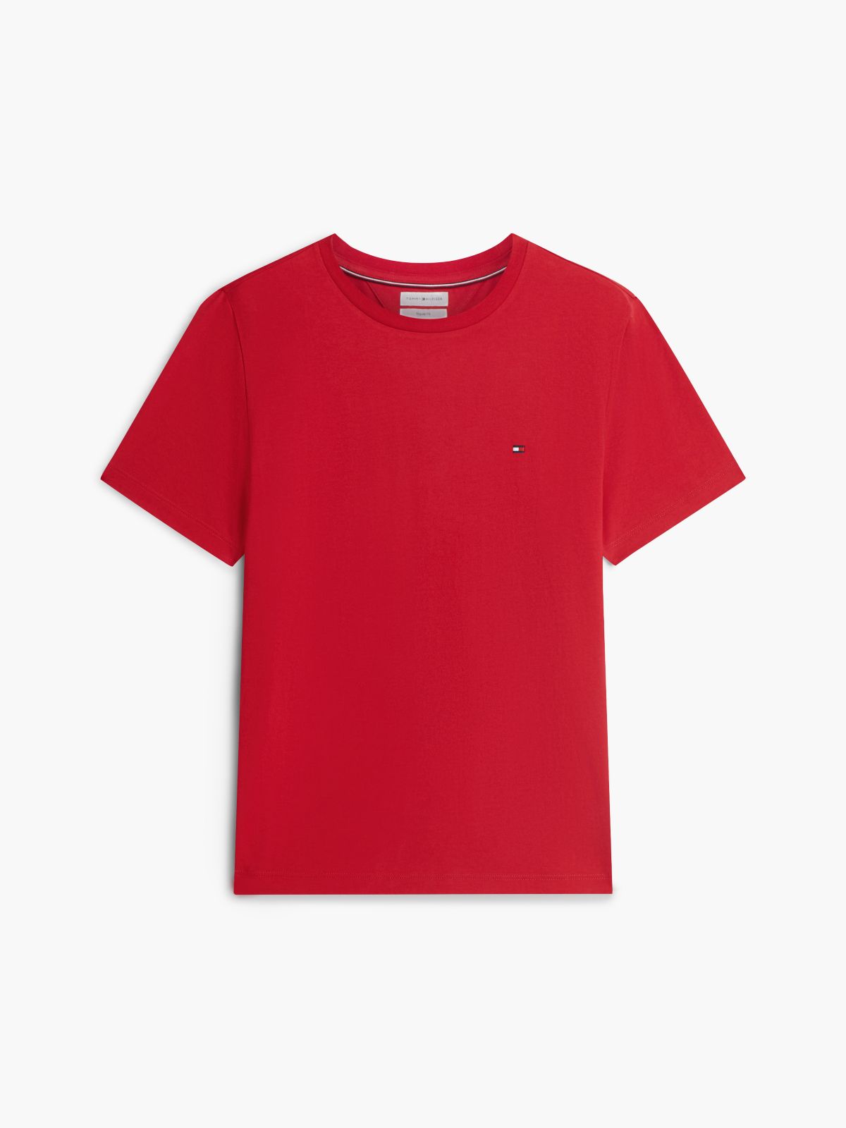 Flag Embroidery Jersey Crew Neck T-Shirt — Red