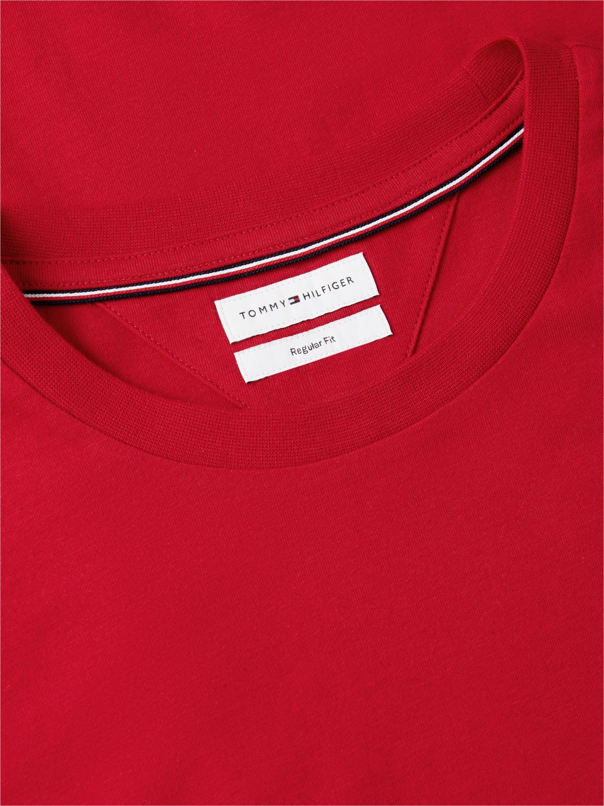 Flag Embroidery Jersey Crew Neck T-Shirt — Red