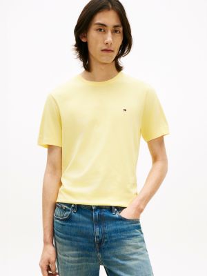 yellow flag embroidery crew neck t-shirt for men tommy hilfiger