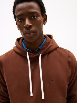 felpa con cappuccio e lacci marrone da uomini tommy hilfiger