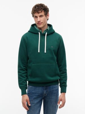 sweat à capuche en molleton à cordon contrasté green pour hommes tommy hilfiger