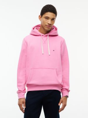 sweat à capuche en molleton à cordon contrasté pink pour hommes tommy hilfiger
