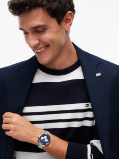 Flag Embroidery Crew Neck Jumper — Blue 3