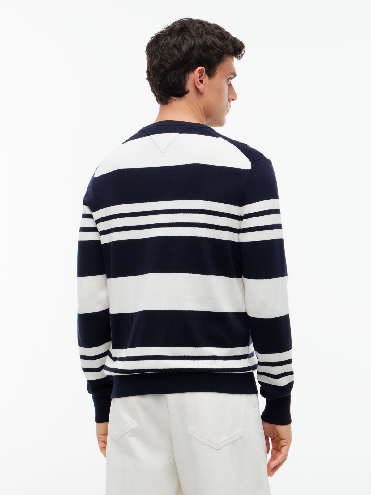 Flag Embroidery Crew Neck Jumper — Blue