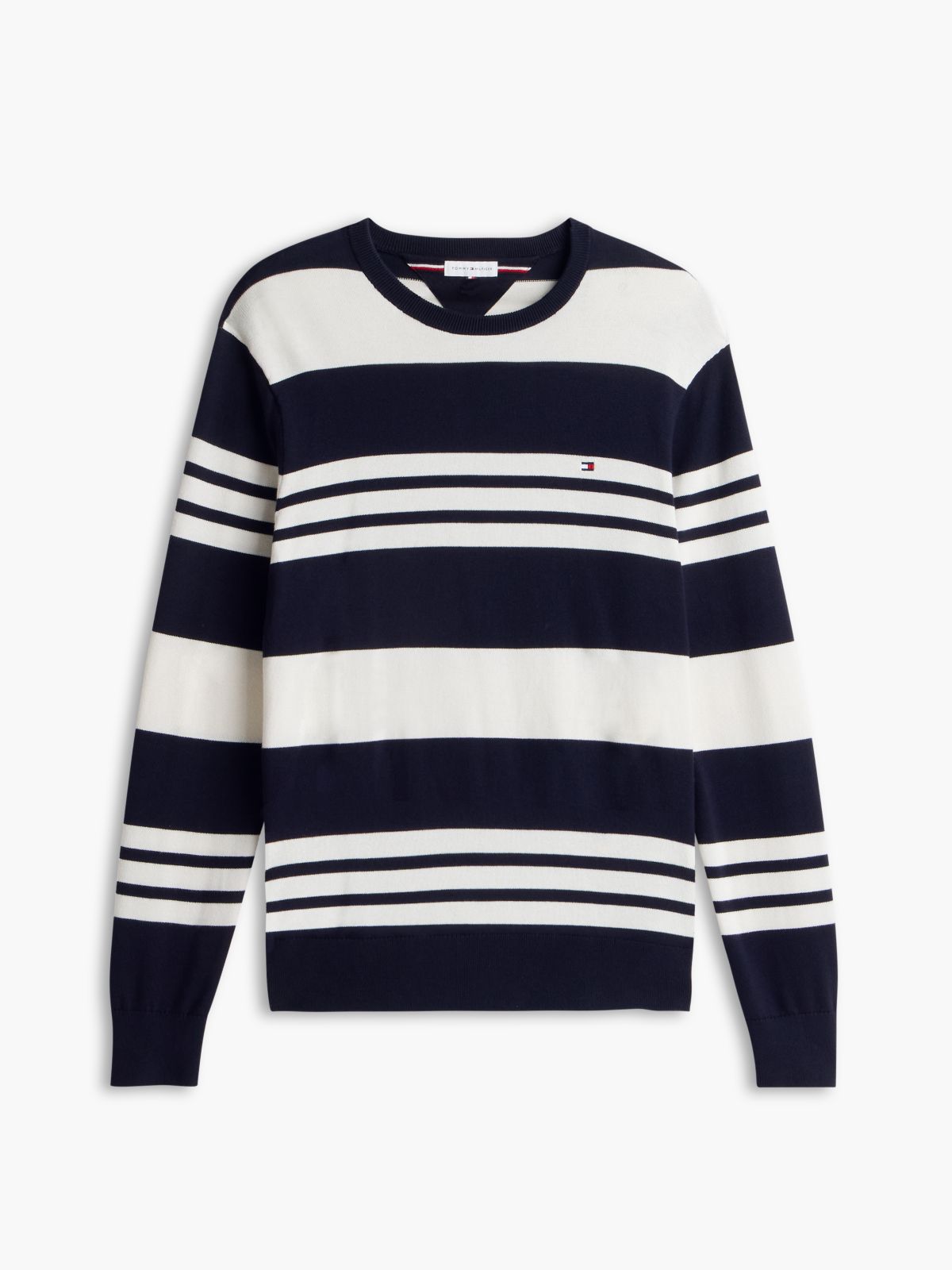 Flag Embroidery Crew Neck Jumper — Blue