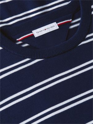plull à col ras-du-cou et drapeau brodé bleu pour hommes tommy hilfiger