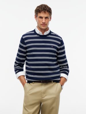 plull à col ras-du-cou et drapeau brodé blue pour hommes tommy hilfiger