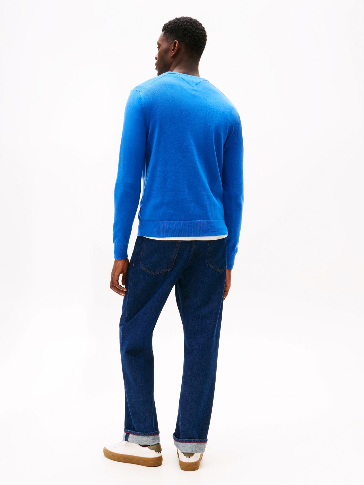 Flag Embroidery Crew Neck Jumper — Blue