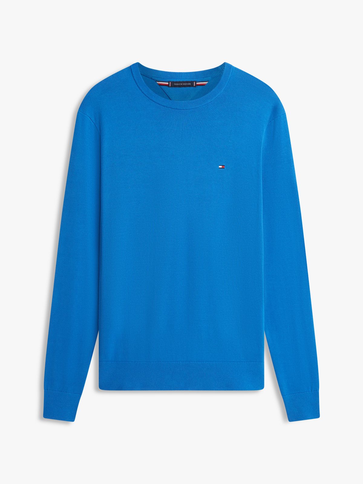 Flag Embroidery Crew Neck Jumper — Blue