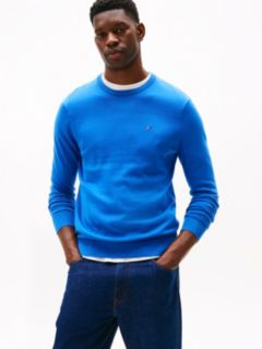 Flag Embroidery Crew Neck Jumper — Blue 1