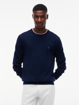 plull à col ras-du-cou et drapeau brodé blue pour hommes tommy hilfiger