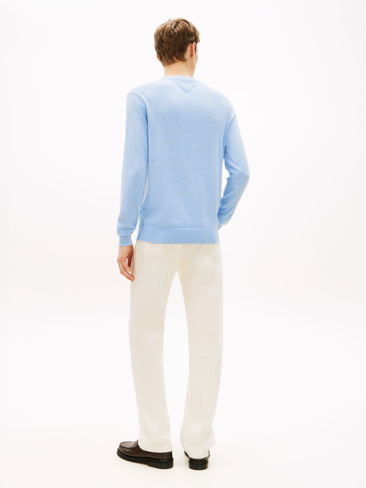 Flag Embroidery Crew Neck Jumper — Blue