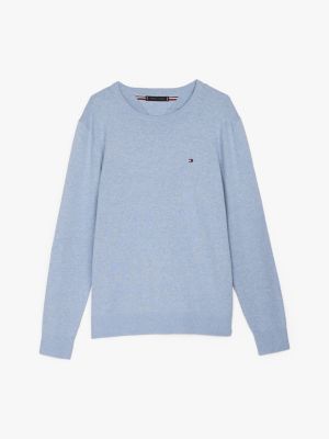 blue flag embroidery crew neck jumper for men tommy hilfiger