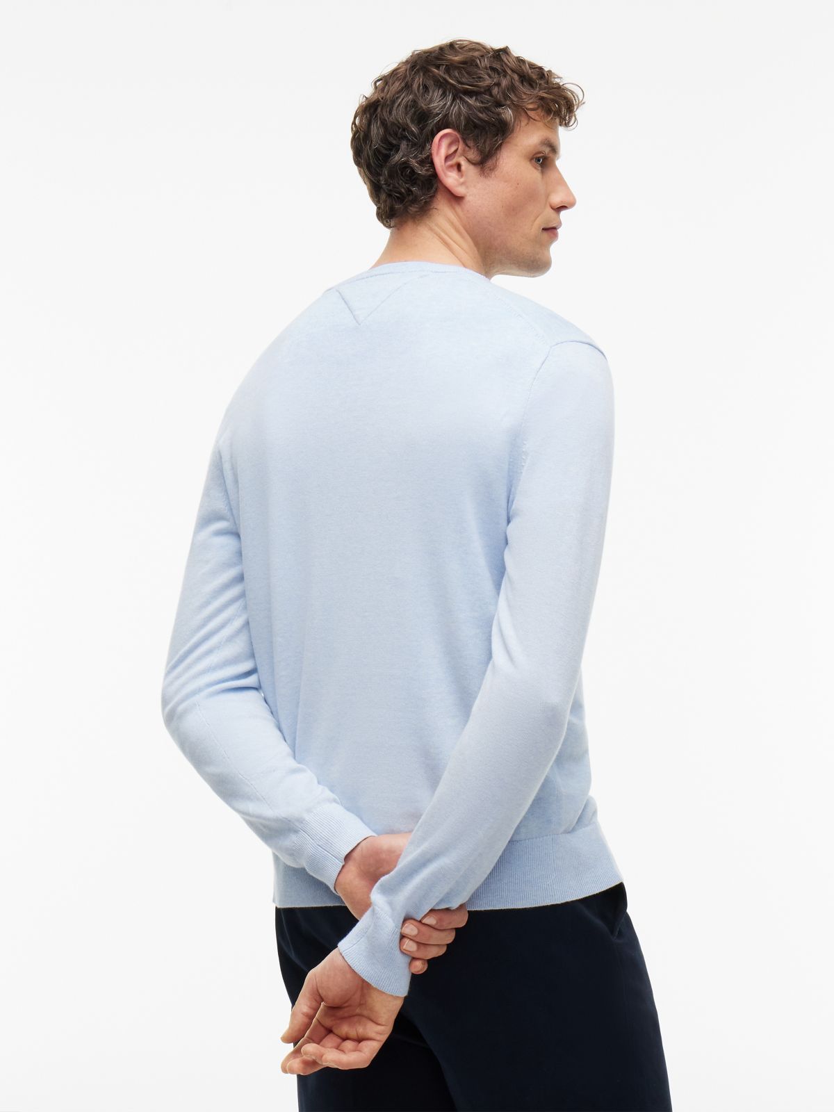 Flag Embroidery Crew Neck Jumper — Blue