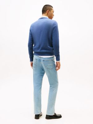 blue flag embroidery crew neck jumper for men tommy hilfiger