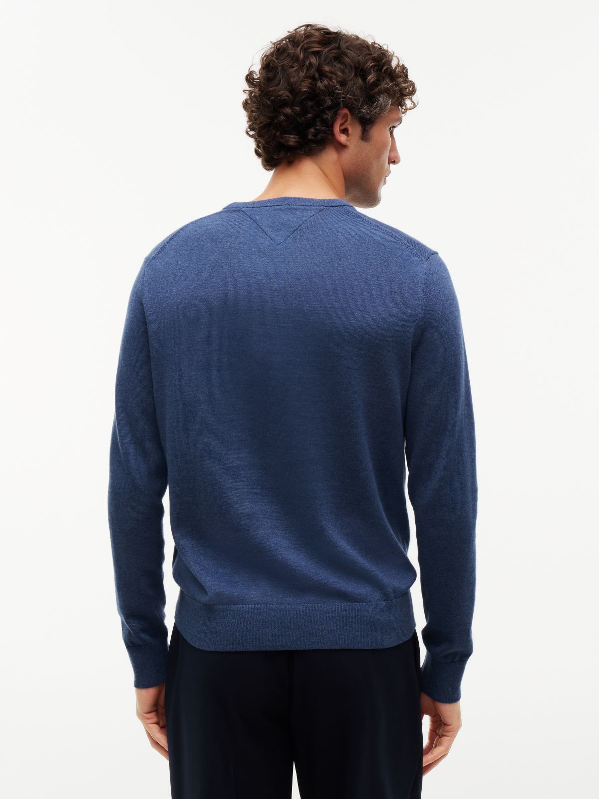 Flag Embroidery Crew Neck Jumper — Blue