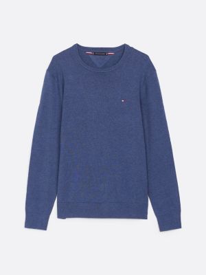 blue flag embroidery crew neck jumper for men tommy hilfiger