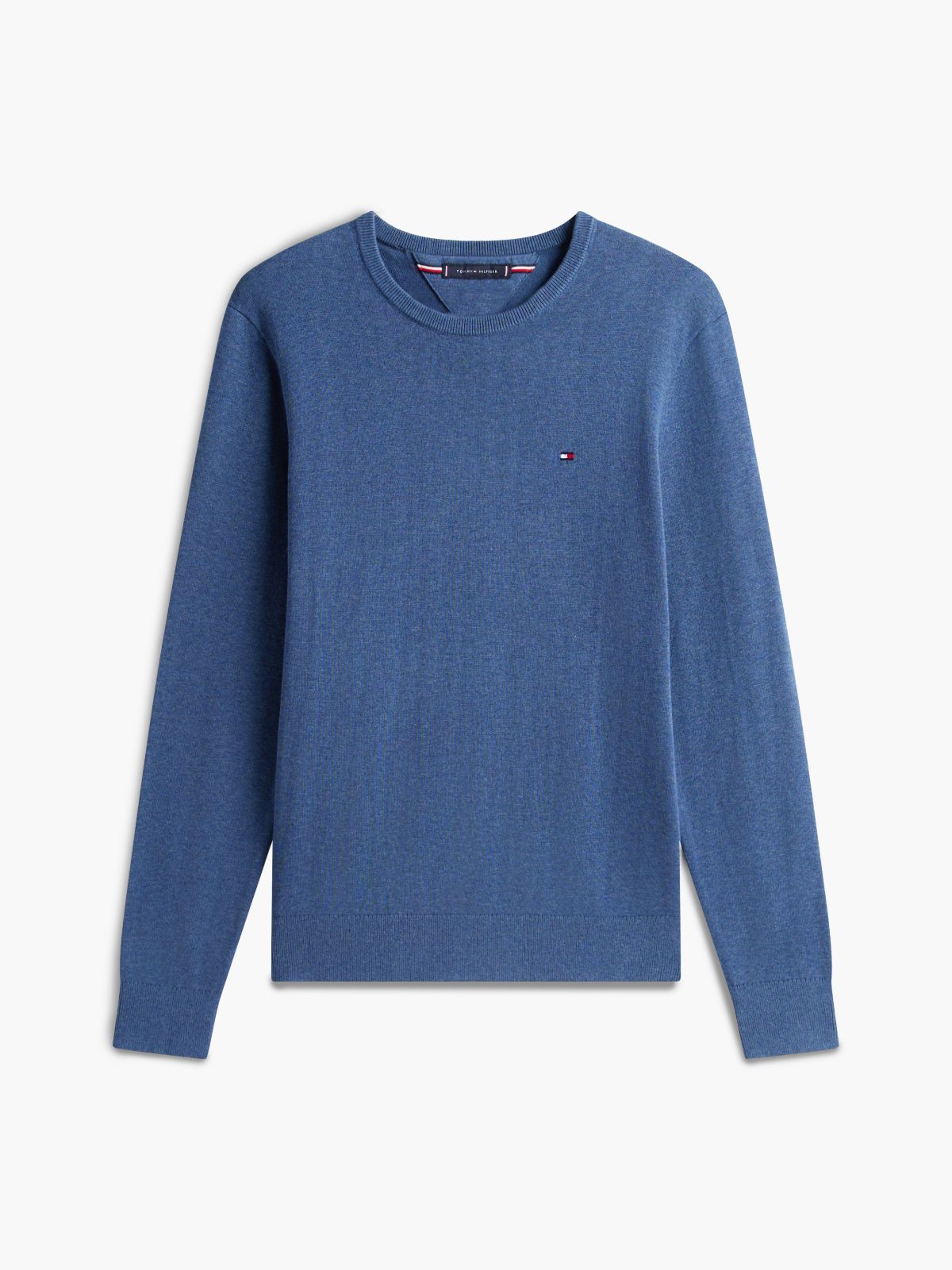 Flag Embroidery Crew Neck Jumper — Blue