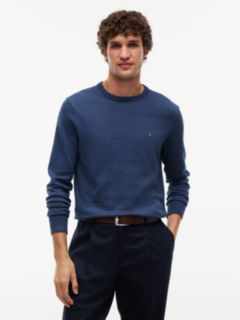 Flag Embroidery Crew Neck Jumper — Blue 1