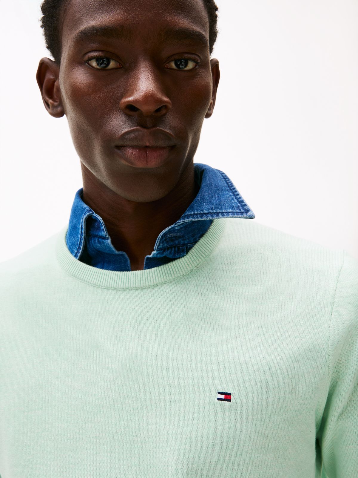 Flag Embroidery Crew Neck Jumper — Green