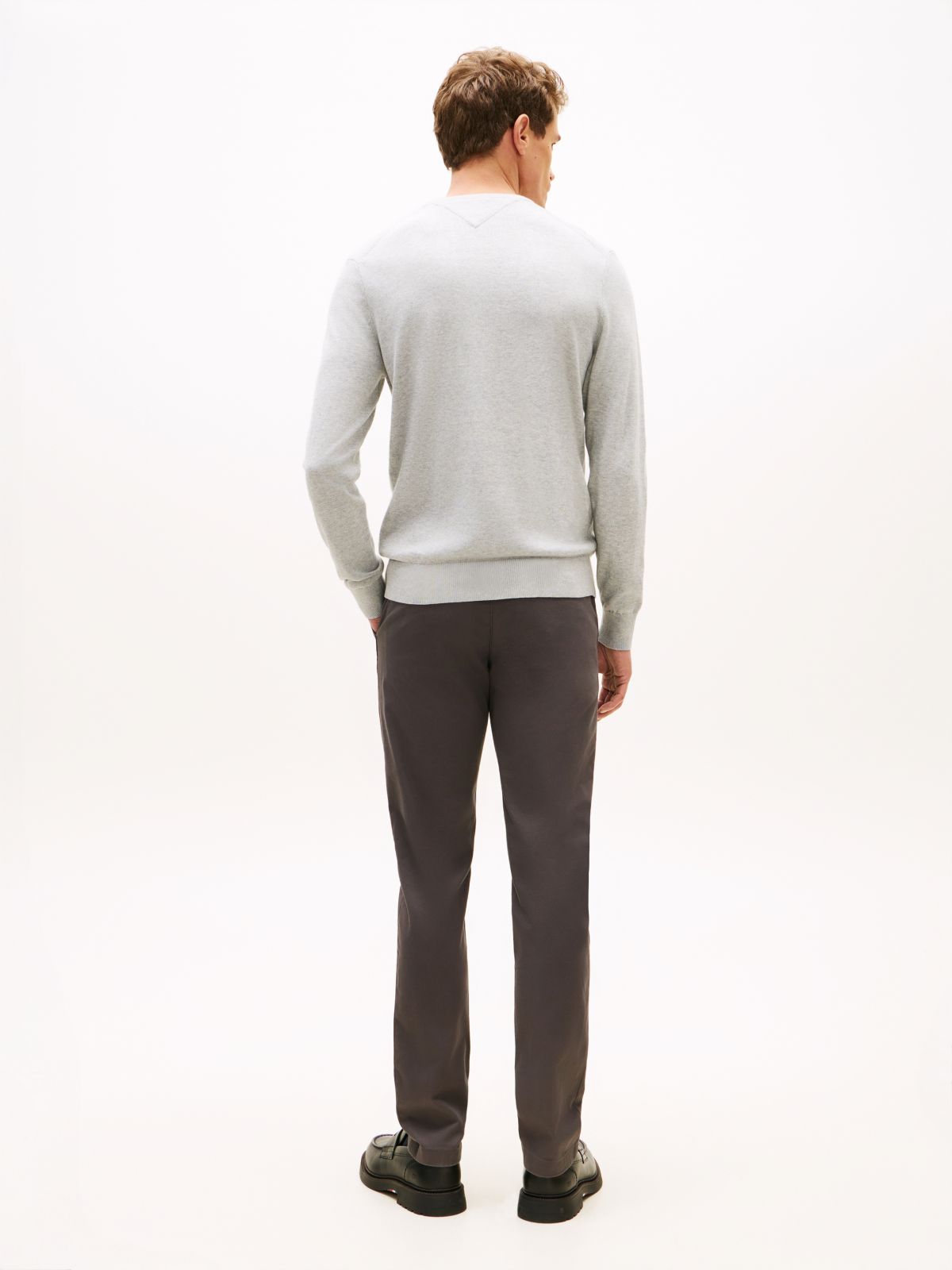 Flag Embroidery Crew Neck Jumper — Grey