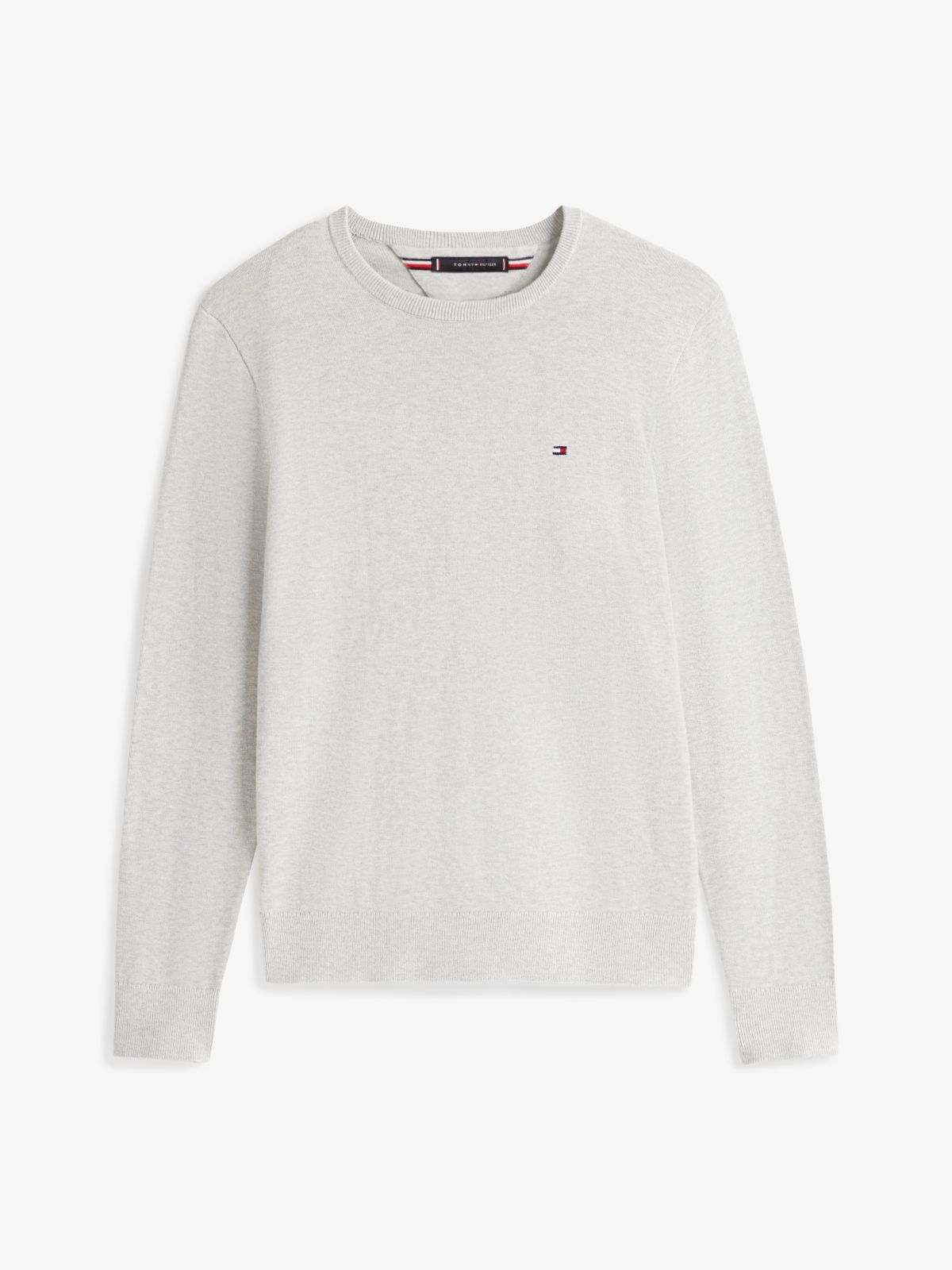 Flag Embroidery Crew Neck Jumper — Grey