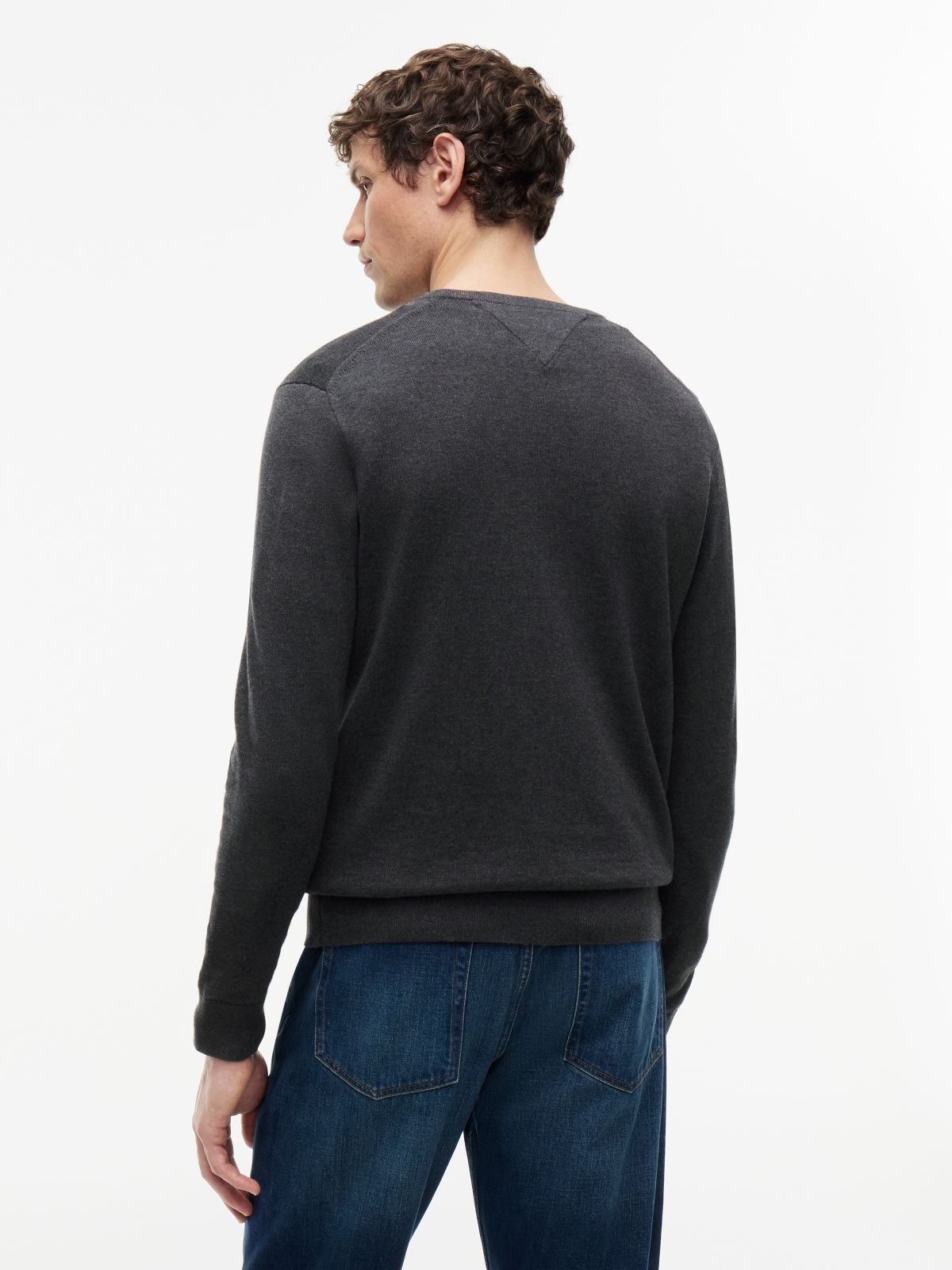 Flag Embroidery Crew Neck Jumper — Grey