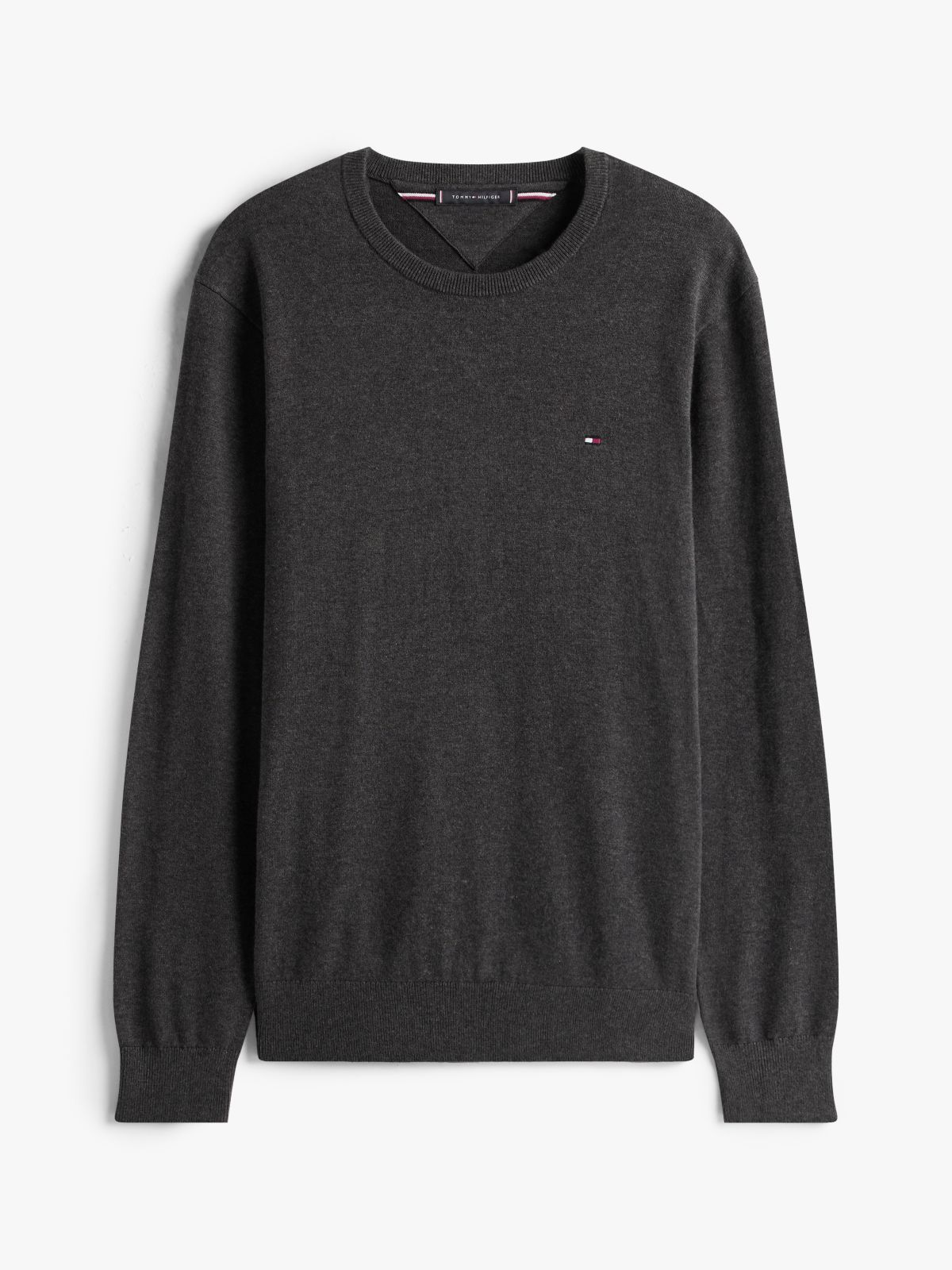 Flag Embroidery Crew Neck Jumper — Grey