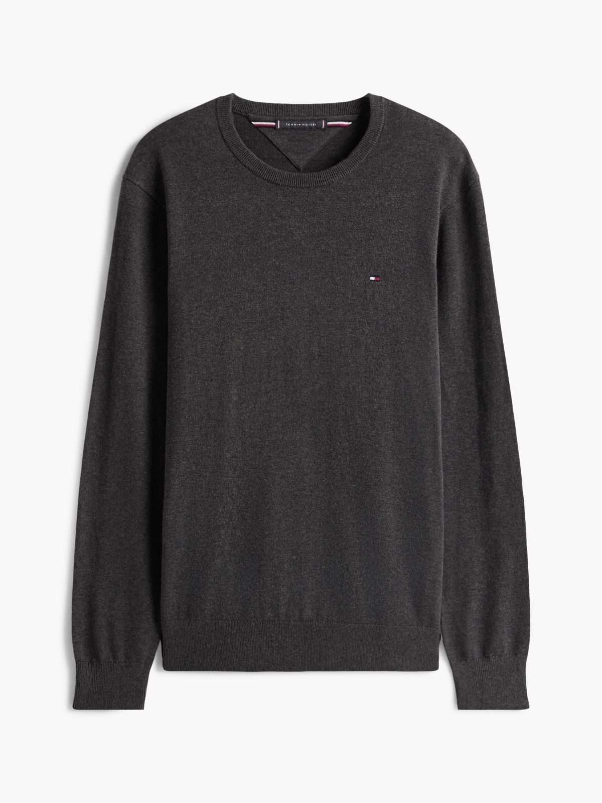 Flag Embroidery Crew Neck Jumper — Grey