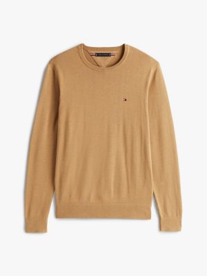 brown flag embroidery jumper for men tommy hilfiger