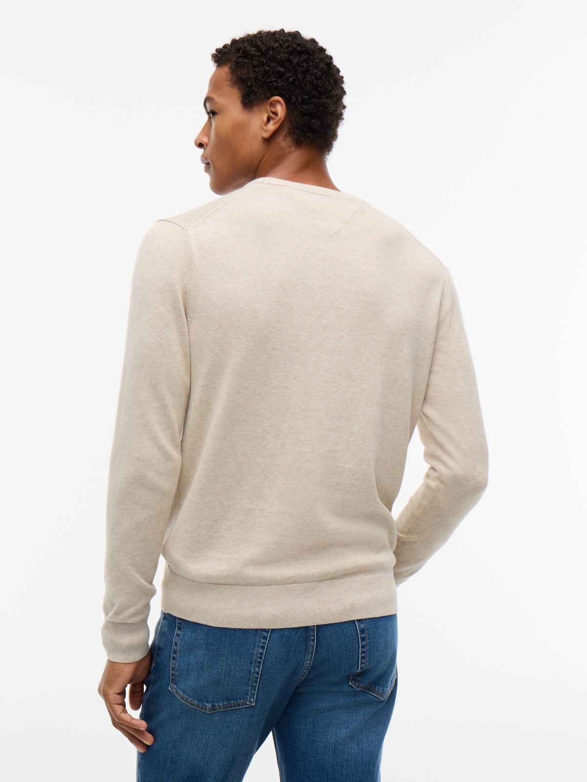 Flag Embroidery Crew Neck Jumper — Khaki
