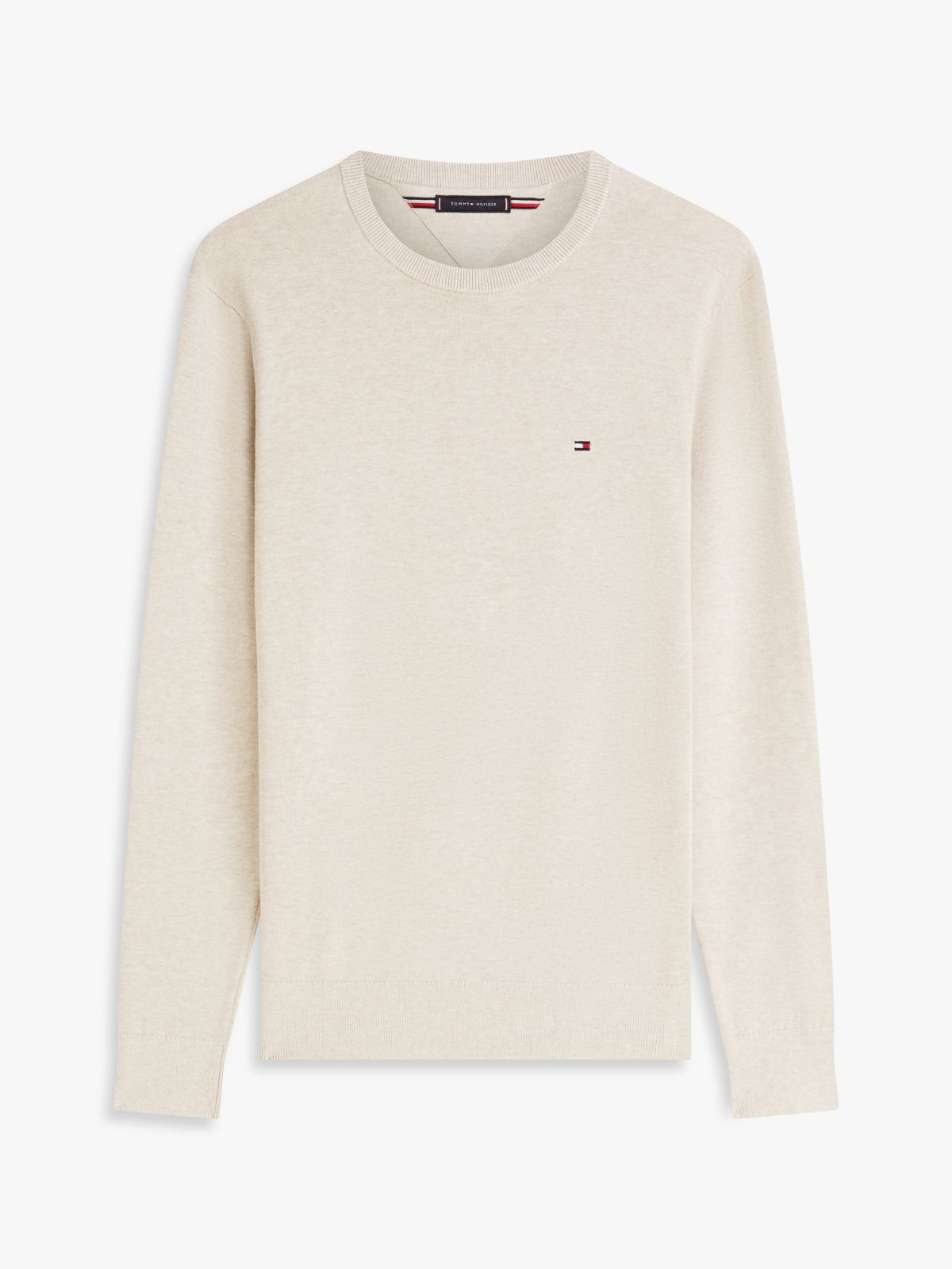 Flag Embroidery Crew Neck Jumper — Khaki