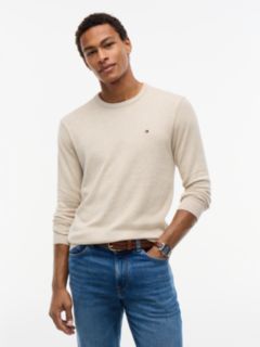 Flag Embroidery Crew Neck Jumper — Khaki 1