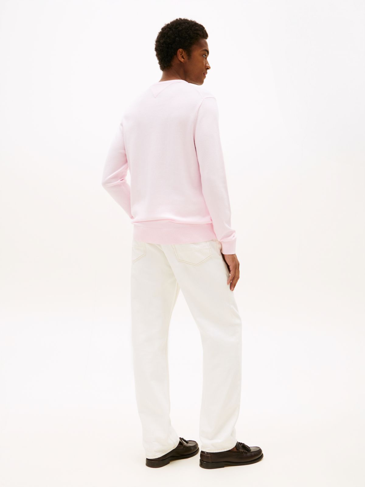 Flag Embroidery Crew Neck Jumper — Pink